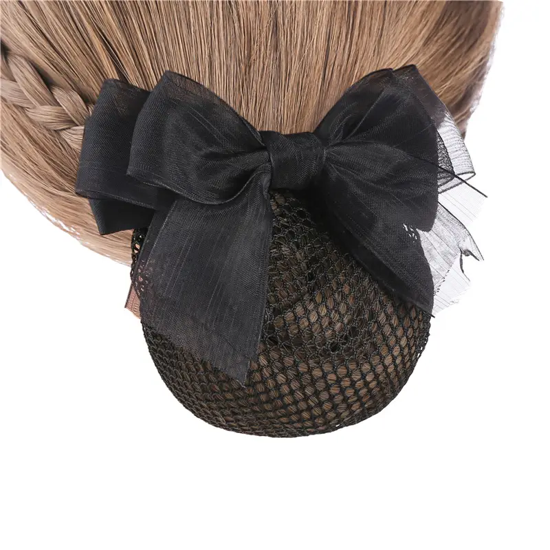 Maroon Bow Hair Net Pocket Female Flight Attendant Headwear - Image 24