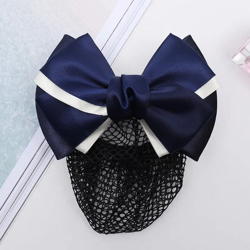 Maroon Bow Hair Net Pocket Female Flight Attendant Headwear - Image 28