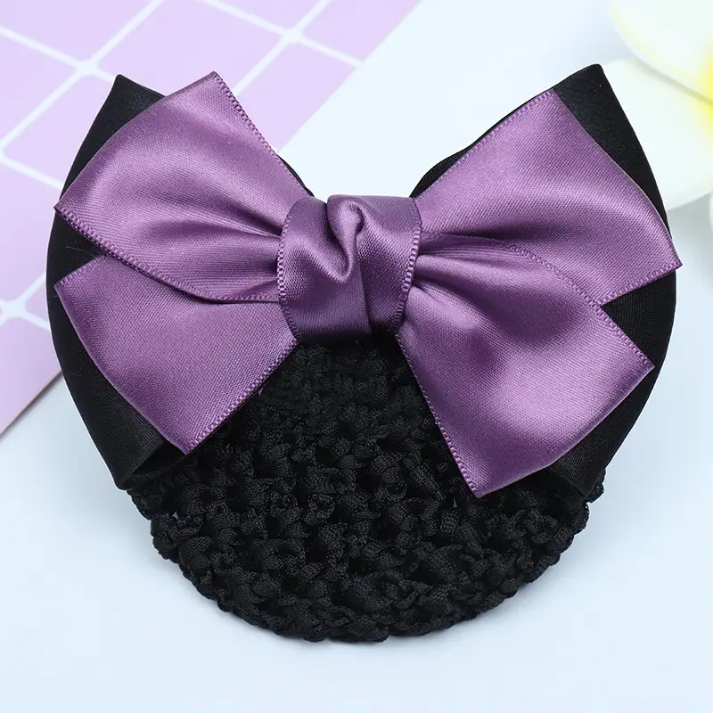 Maroon Bow Hair Net Pocket Female Flight Attendant Headwear - Image 30