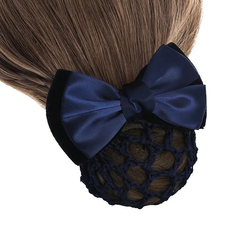 Maroon Bow Hair Net Pocket Female Flight Attendant Headwear - Image 33