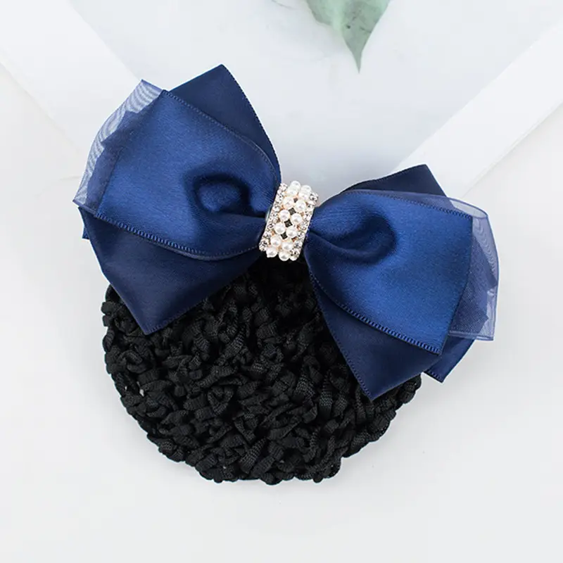 Maroon Bow Hair Net Pocket Female Flight Attendant Headwear - Image 36