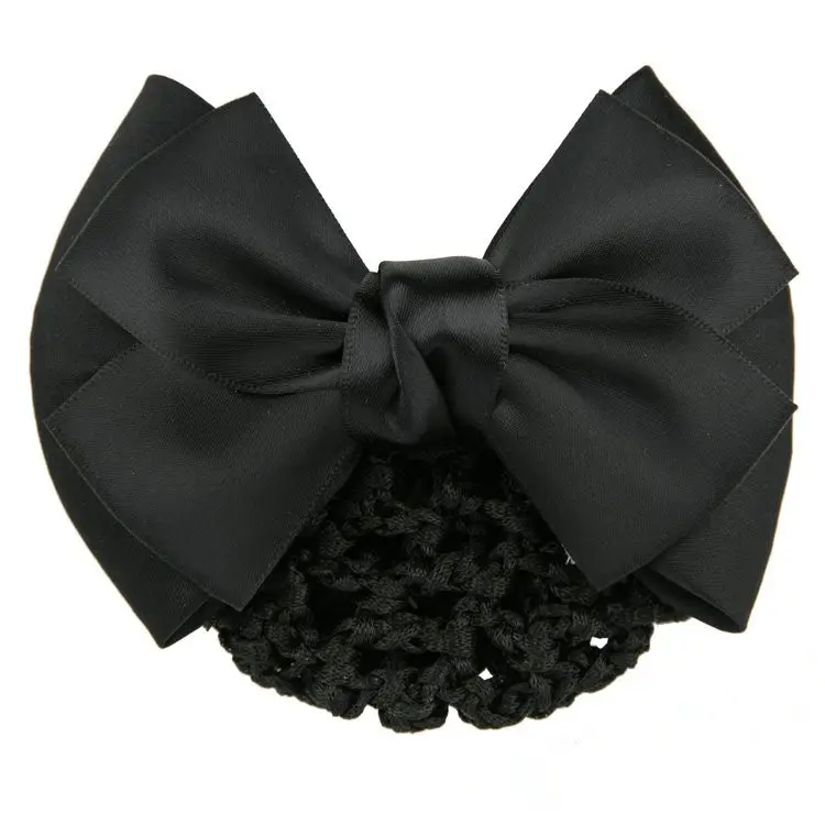 Maroon Bow Hair Net Pocket Female Flight Attendant Headwear - Image 4