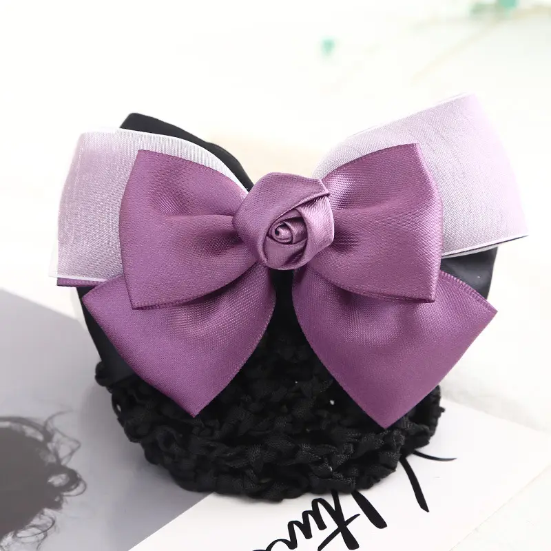 Maroon Bow Hair Net Pocket Female Flight Attendant Headwear - Image 42