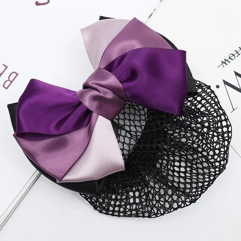 Maroon Bow Hair Net Pocket Female Flight Attendant Headwear - Image 45