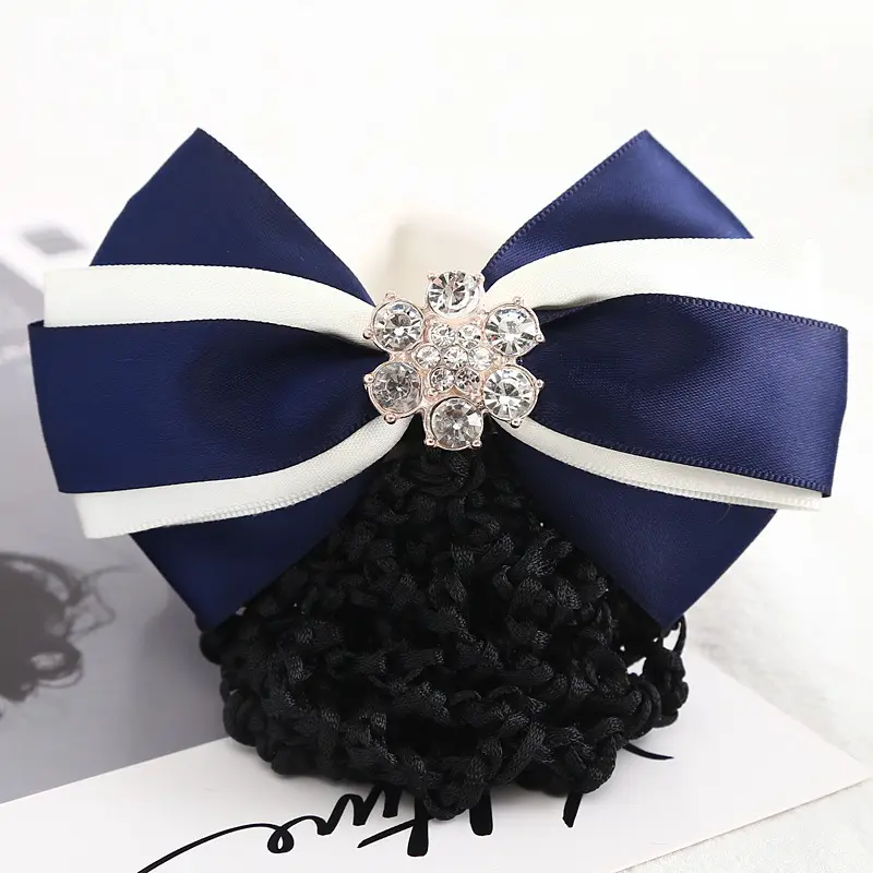 Maroon Bow Hair Net Pocket Female Flight Attendant Headwear - Image 50