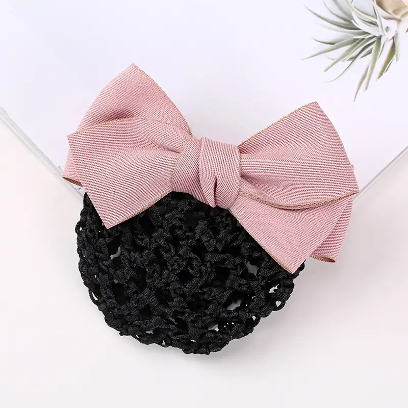 Maroon Bow Hair Net Pocket Female Flight Attendant Headwear - Image 54