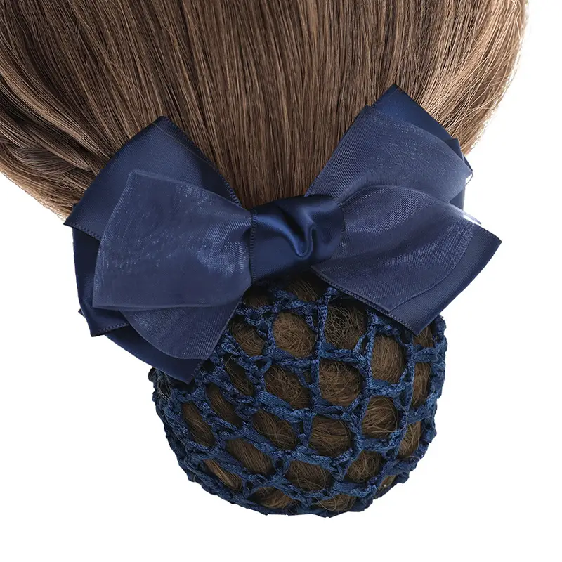 Maroon Bow Hair Net Pocket Female Flight Attendant Headwear - Image 59