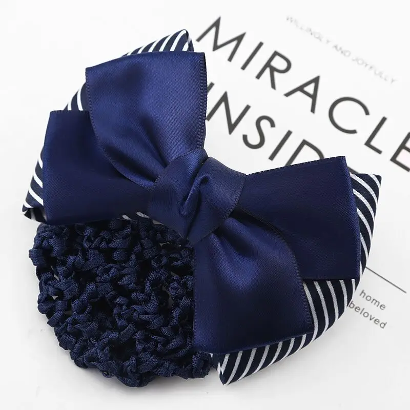 Maroon Bow Hair Net Pocket Female Flight Attendant Headwear - Image 7