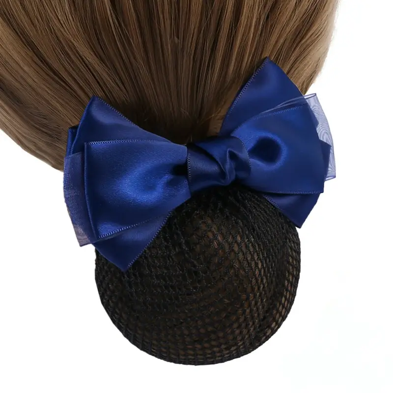 Maroon Bow Hair Net Pocket Female Flight Attendant Headwear - Image 71