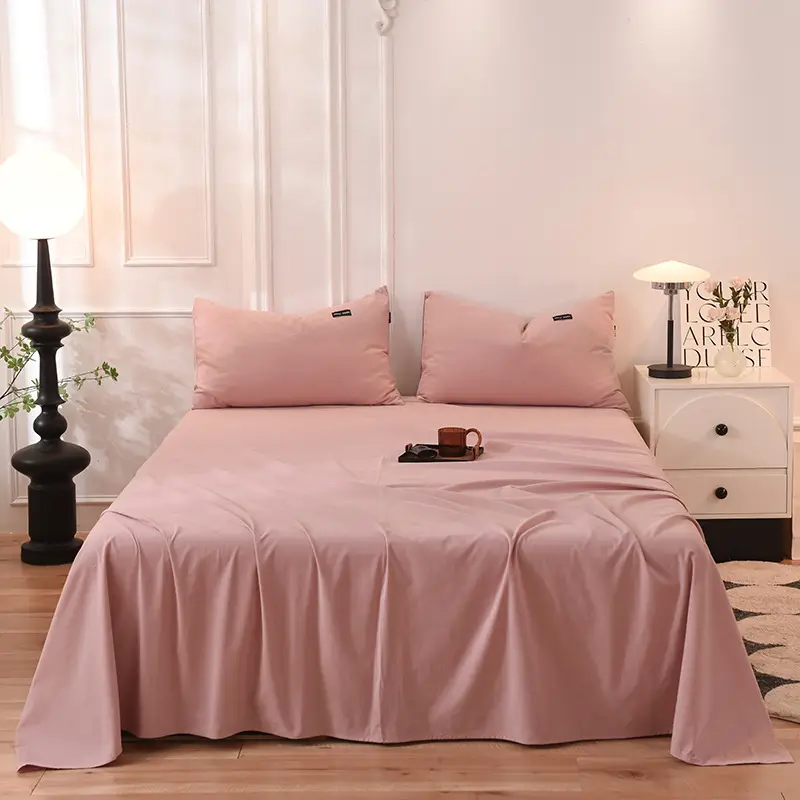 Class a 100% Cotton Xinjiang Cotton Solid Color Pure Cotton Reactive Brushed Bed Sheet Ultra Soft Household Oversized Bed Sheet Wholesale