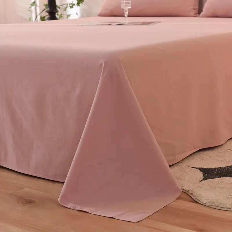 Class a 100% Cotton Xinjiang Cotton Solid Color Pure Cotton Reactive Brushed Bed Sheet Ultra Soft Household Oversized Bed Sheet Wholesale