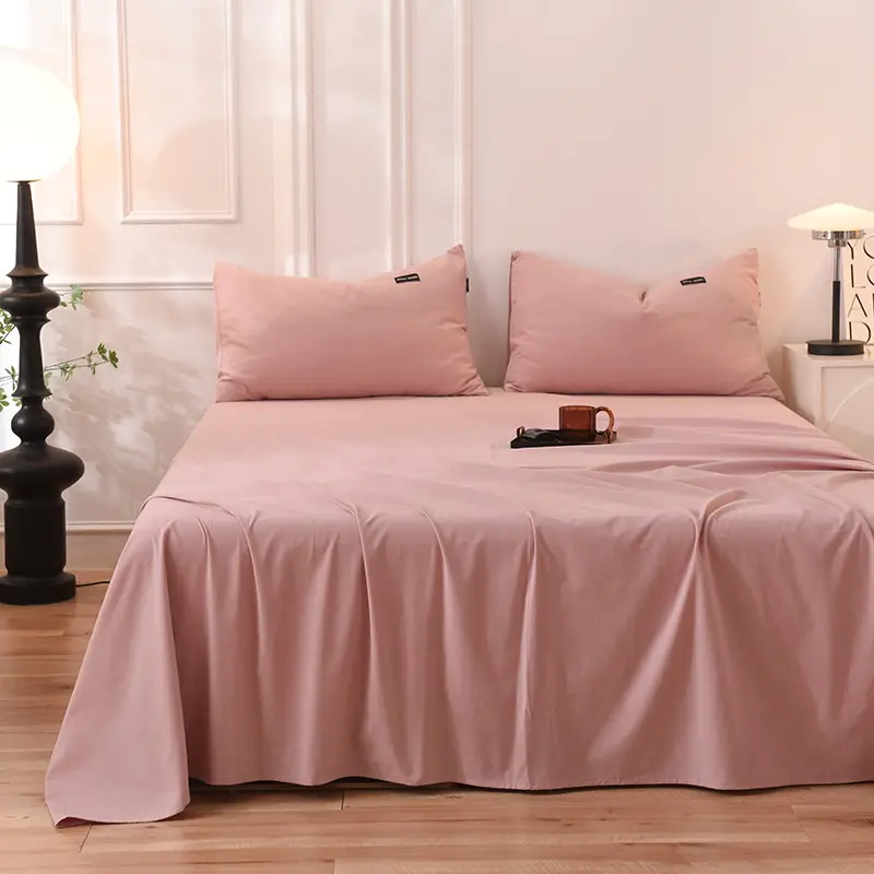 Class a 100% Cotton Xinjiang Cotton Solid Color Pure Cotton Reactive Brushed Bed Sheet Ultra Soft Household Oversized Bed Sheet Wholesale — feature 11