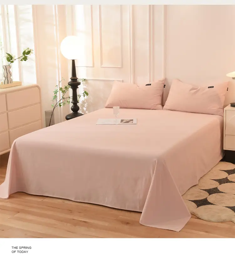 Class a 100% Cotton Xinjiang Cotton Solid Color Pure Cotton Reactive Brushed Bed Sheet Ultra Soft Household Oversized Bed Sheet Wholesale — feature 18