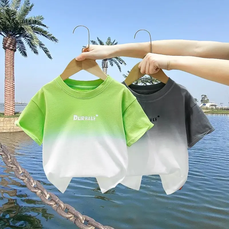 Children's Green Gradient Tie-Dye T-Shirt 2025