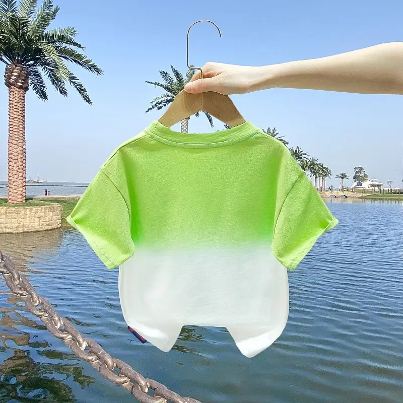 Children's Green Gradient Tie-Dye T-Shirt 2025