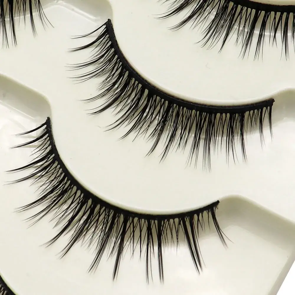 False Eyelashes for Double Eyelids Black Hard Stem