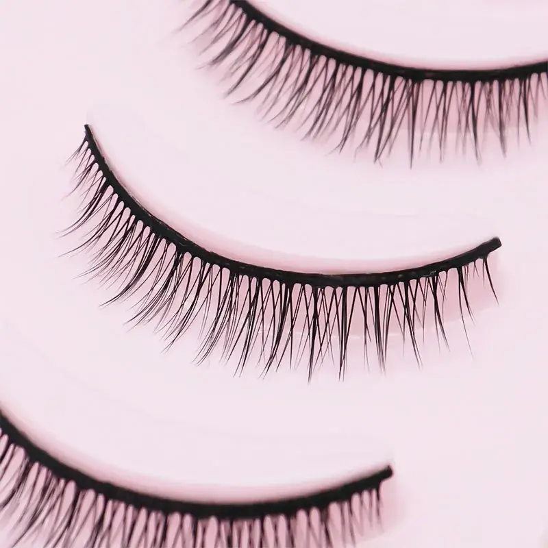 False Eyelashes for Double Eyelids Black Hard Stem