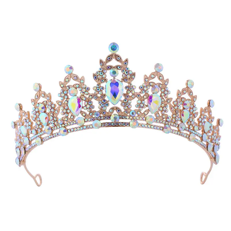 Multi Color Rhinestone Bridal Crown for Women - Image 8