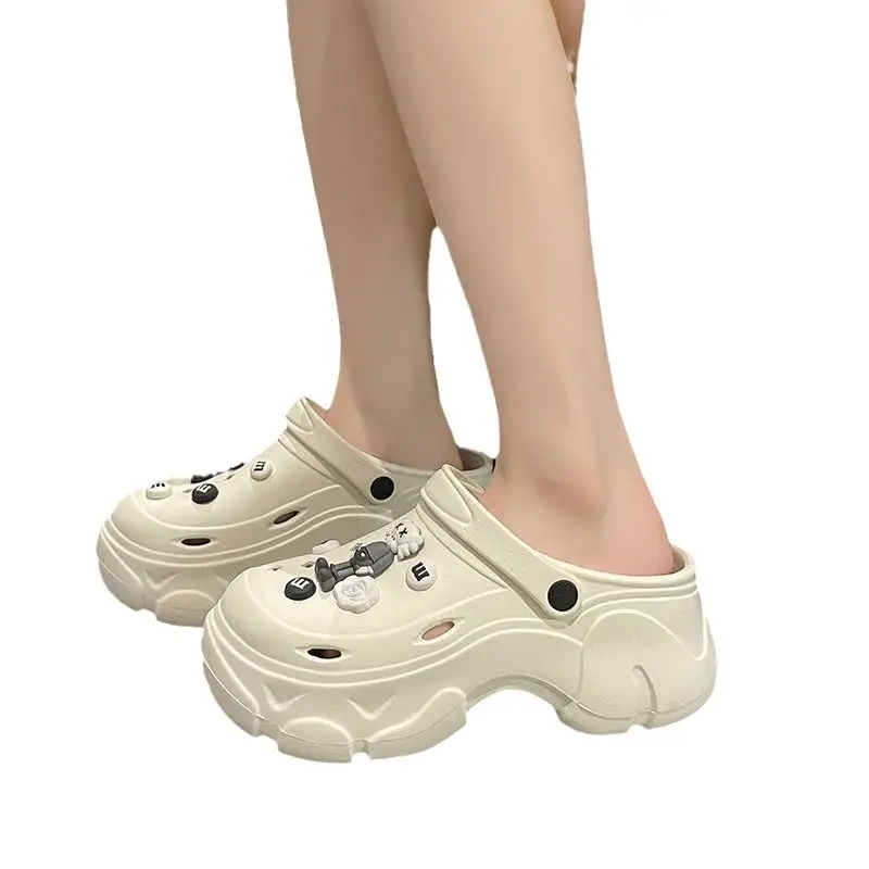 Summer Cute Cartoon Croc Shoes for Women Outdoor Wear High Heels Thick Soled Small Size Increased Heels Eva Sandals and Slippers - Image 8