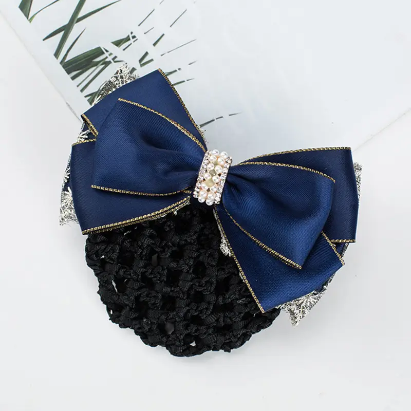 Blue Bow Hairpin with Pearl Crystal for Women - Image 32