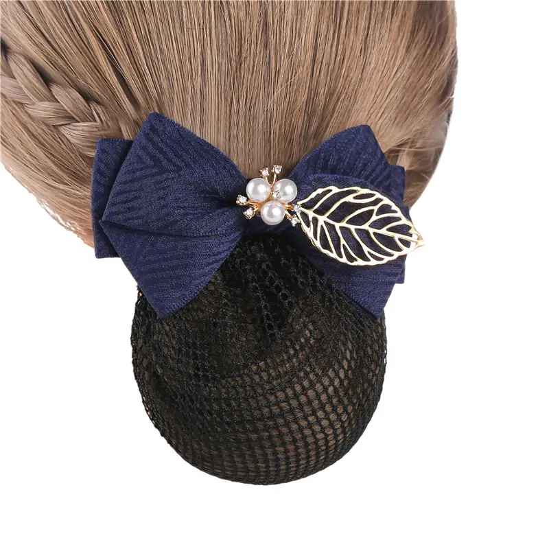 Blue Bow Hairpin with Pearl Crystal for Women - Image 43