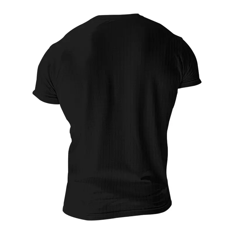 Men Black Heavyweight Slim Fit T-Shirt with Button Down Neck — feature 14