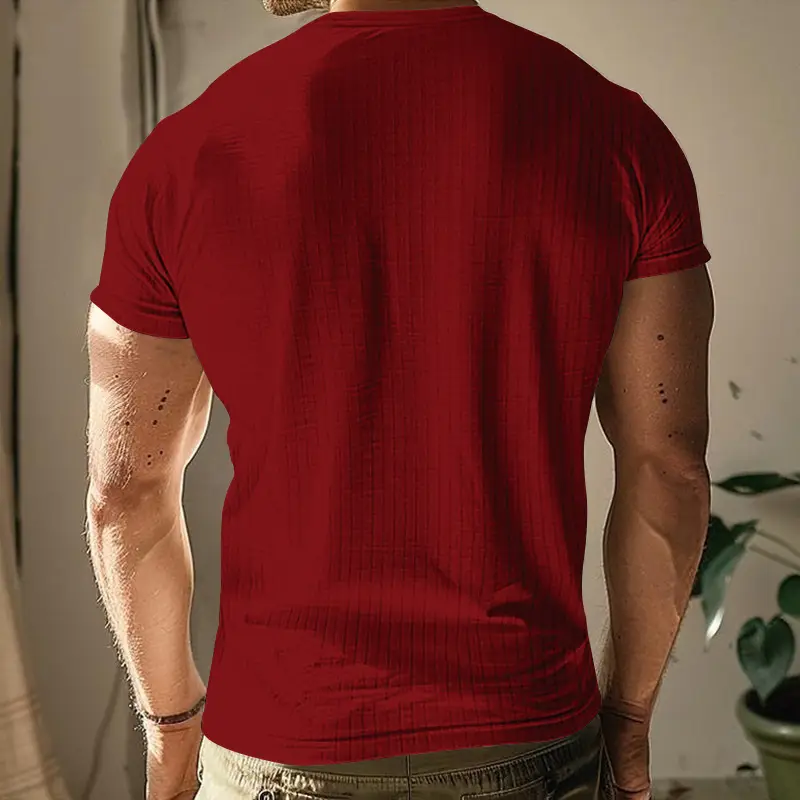 Men Black Heavyweight Slim Fit T-Shirt with Button Down Neck — feature 18