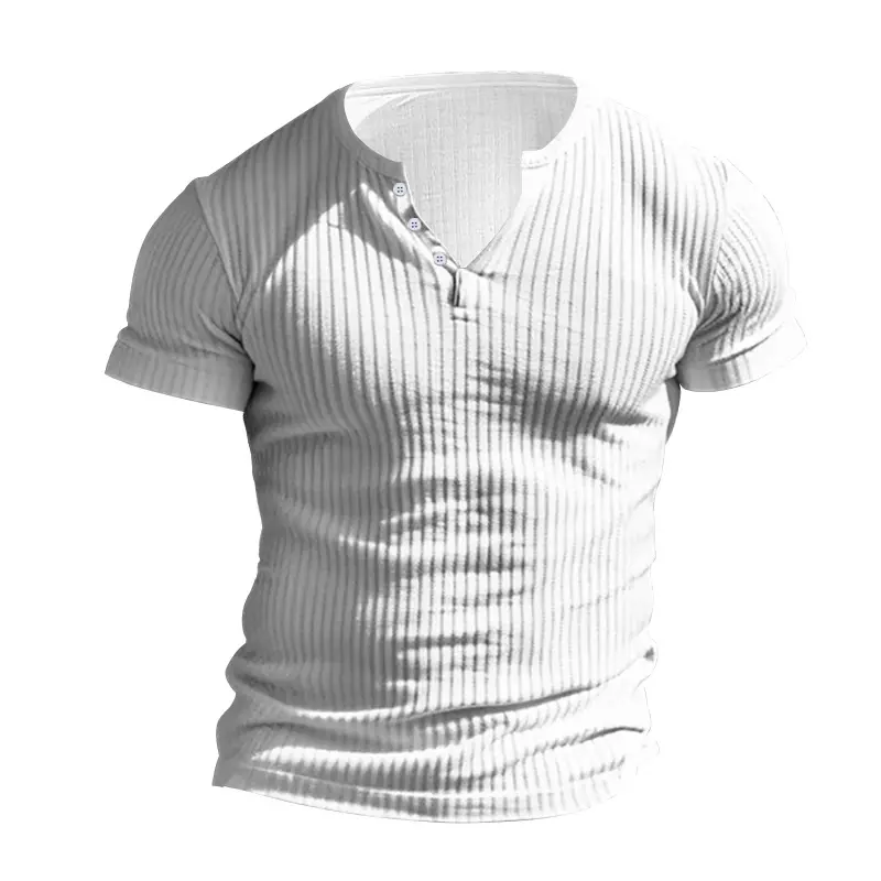 Men Black Heavyweight Slim Fit T-Shirt with Button Down Neck — feature 8
