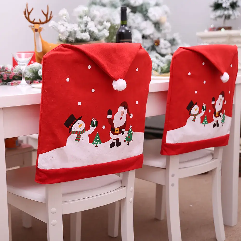 Christmas Snowman Chair Cover Red Non-Woven - Image 3