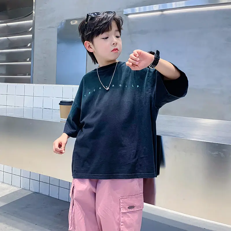 Boys Cotton T-Shirt Gradient Blue 2025 New Arrival - Image 3