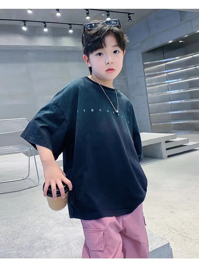 Boys Cotton T-Shirt Gradient Blue 2025 New Arrival — feature 14