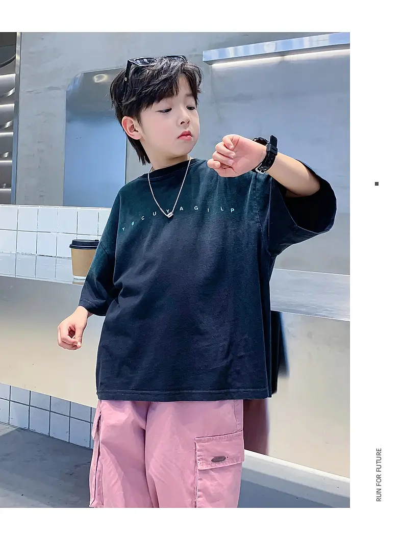 Boys Cotton T-Shirt Gradient Blue 2025 New Arrival — feature 15