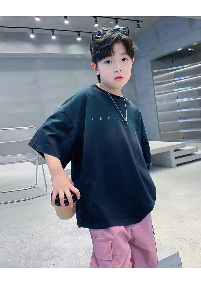 Boys Cotton T-Shirt Gradient Blue 2025 New Arrival — feature 18