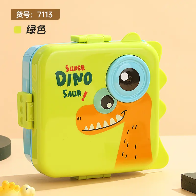 Dinosaur Cartoon Lunch Box for Children and Students Microwave Heatable Lunch Box Double Layer Salad Plastic Lunch Box Wholesale