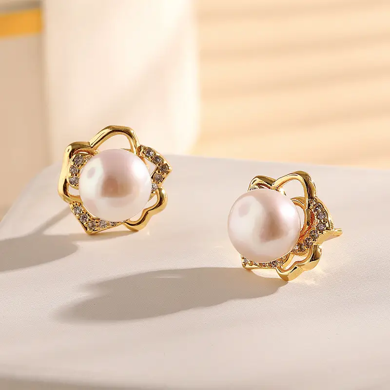 925 Natural Pearl Earrings 18k Gold Luxury - Image 2