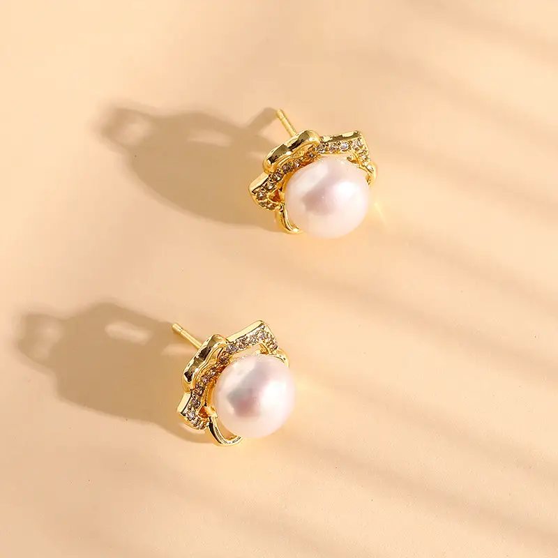 925 Natural Pearl Earrings 18k Gold Luxury - Image 4