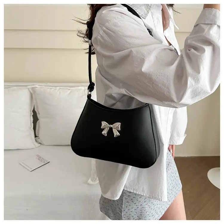 Black Bow Shoulder Bag for Women 2024 Spring Summer — feature 17