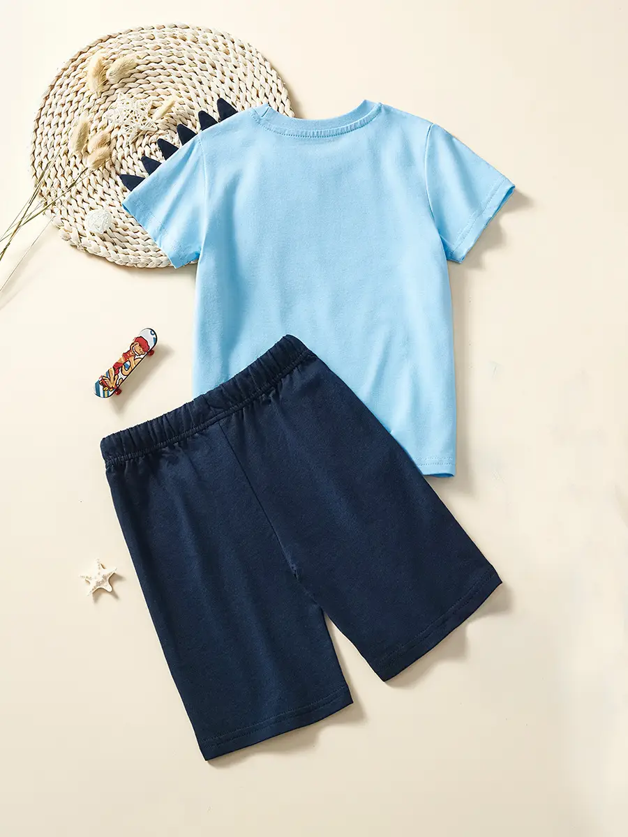 Kids Shark Graphic T-Shirt Blue Medium - Image 4