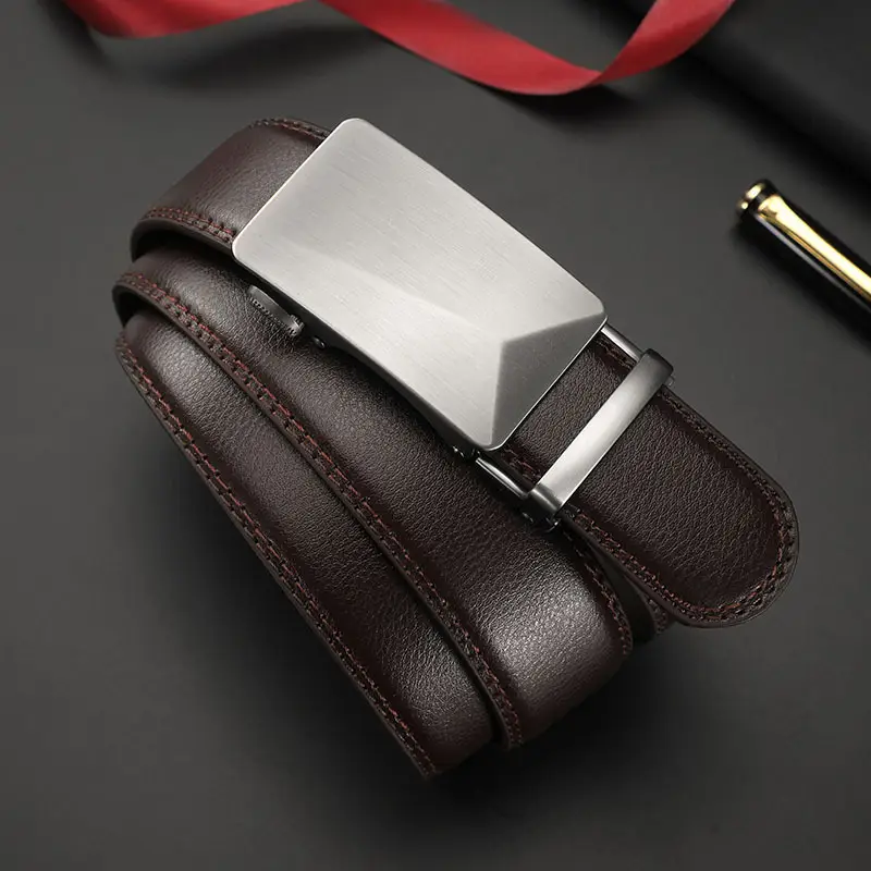 Men's Automatic Buckle Belt Korean Style Silver Black Wholesale - Image 2