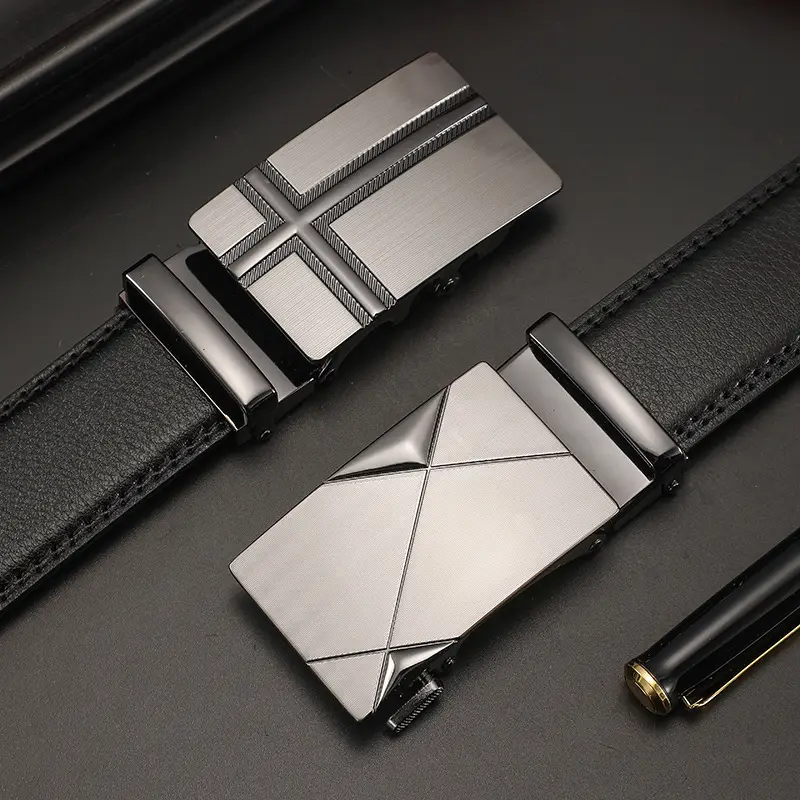 Men's Automatic Buckle Belt Korean Style Silver Black Wholesale - Image 19