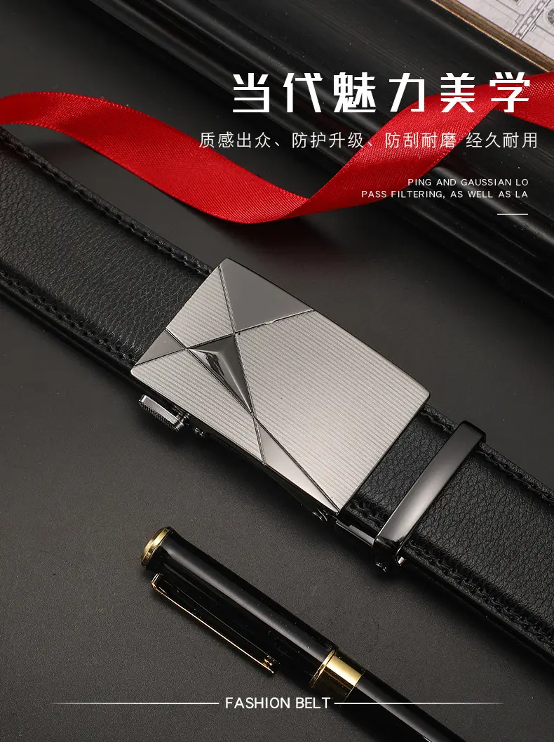 Men's Automatic Buckle Belt Korean Style Silver Black Wholesale — feature 11