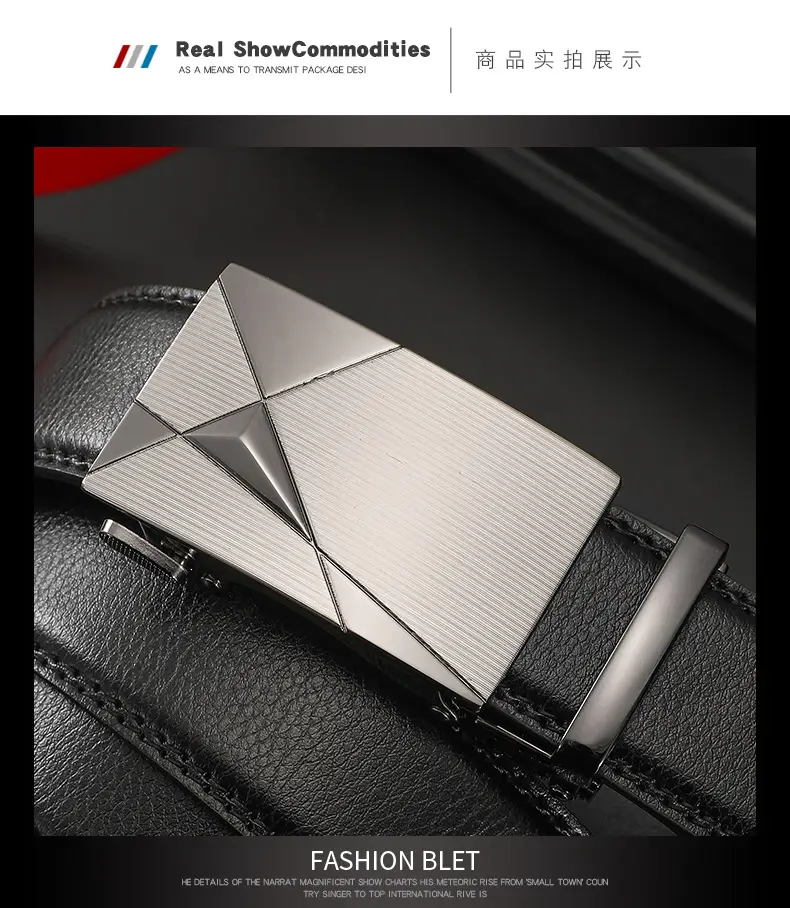 Men's Automatic Buckle Belt Korean Style Silver Black Wholesale — feature 15