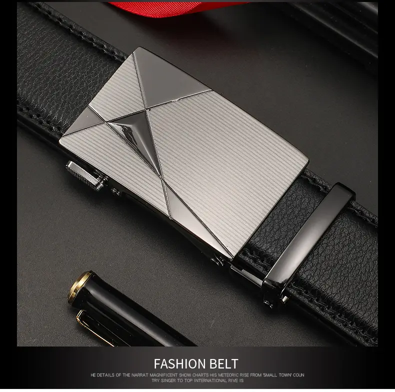 Men's Automatic Buckle Belt Korean Style Silver Black Wholesale — feature 16