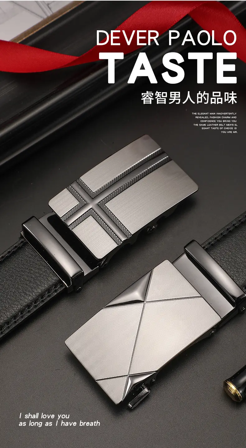 Men's Automatic Buckle Belt Korean Style Silver Black Wholesale — feature 2