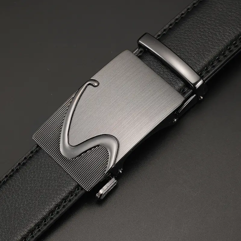 Men's Automatic Buckle Belt Korean Style Silver Black Wholesale - Image 17