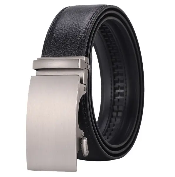 Men's Automatic Buckle Belt Korean Style Silver Black Wholesale - Image 3