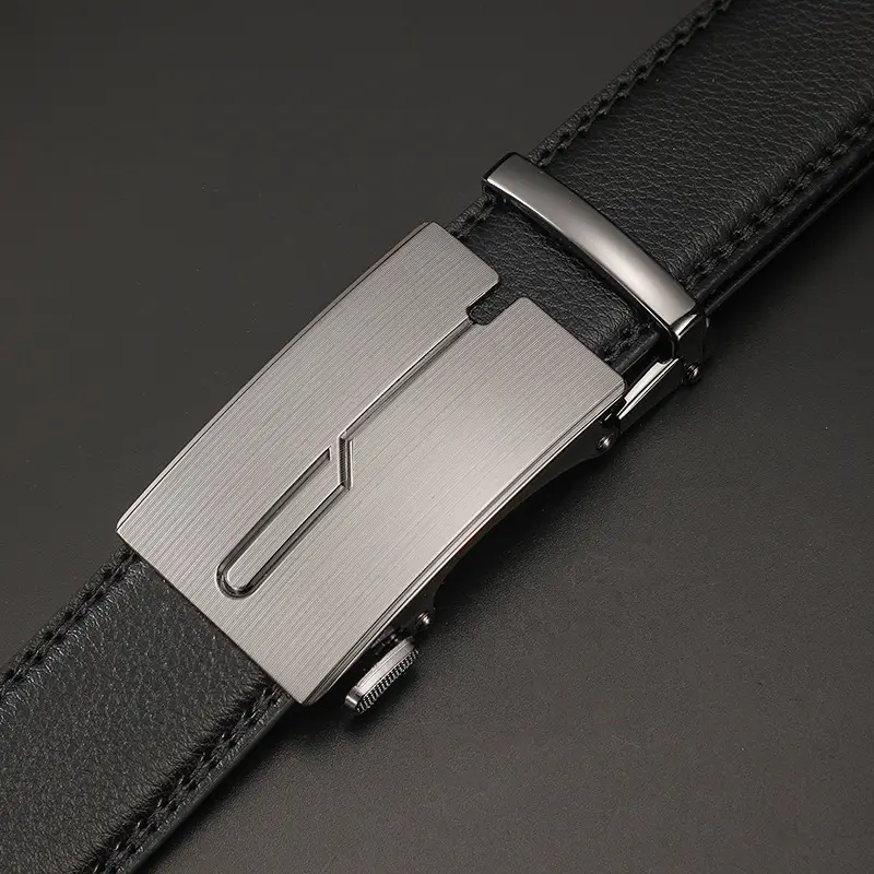 Men's Automatic Buckle Belt Korean Style Silver Black Wholesale - Image 5