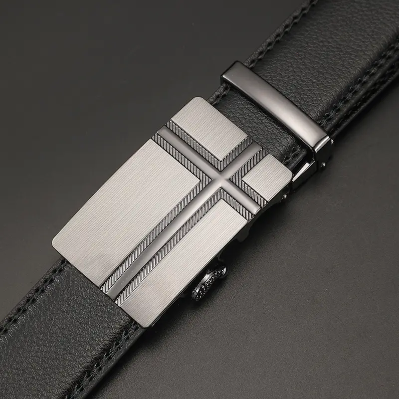 Men's Automatic Buckle Belt Korean Style Silver Black Wholesale - Image 8