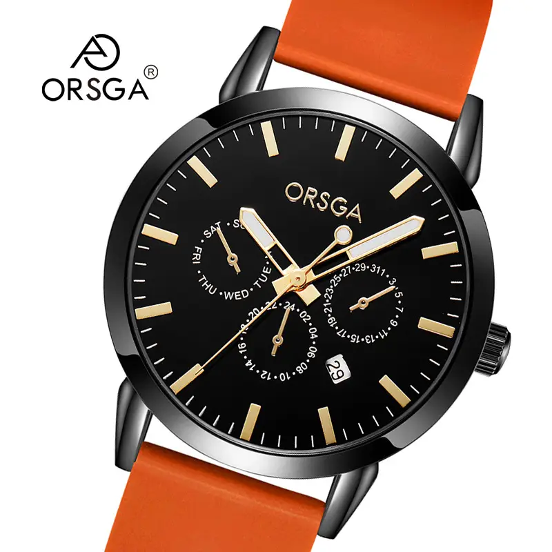 Oshga Brown Leather Watch for Men Women