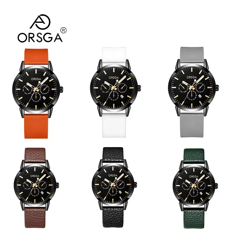 Oshga Brown Leather Watch for Men Women